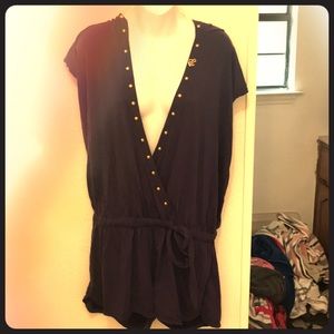 💜NWOT Rocawear Purple Gold Studded Romper Sz L💜